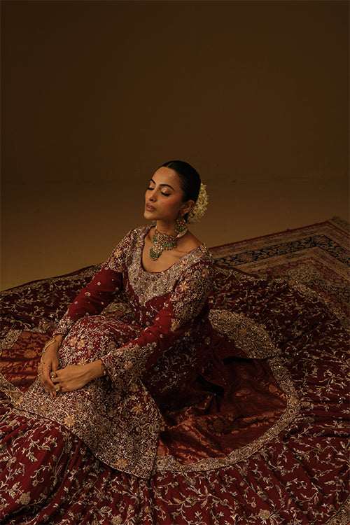 Maroon Kameez and Farshi lehanga