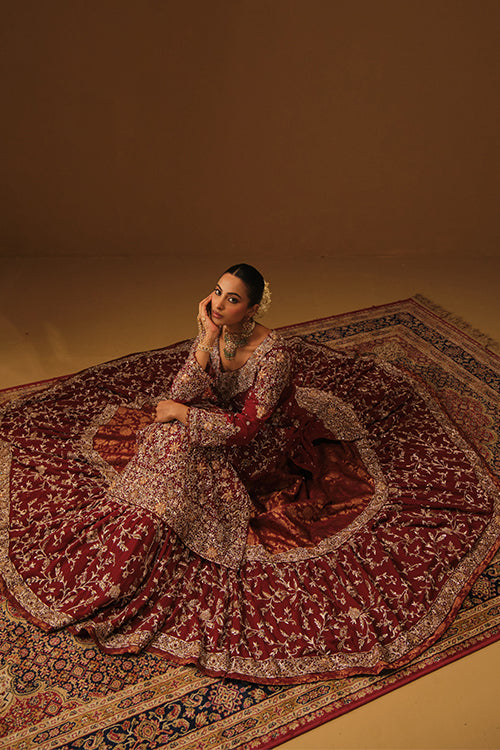 Maroon Kameez and Farshi lehanga