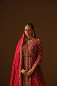 Red Front slit jacket with lehanga