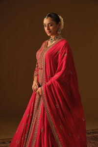 Red Front slit jacket with lehanga
