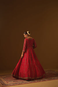 Red Front slit jacket with lehanga