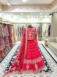 Red Rawslik Lehenga Blouse