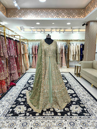 Mint  Jacket With Lehenga