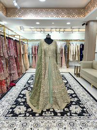 Mint  Jacket With Lehenga