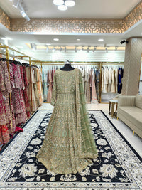 Mint  Jacket With Lehenga