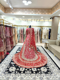 Red Kameez With Trail Farshi Gharara