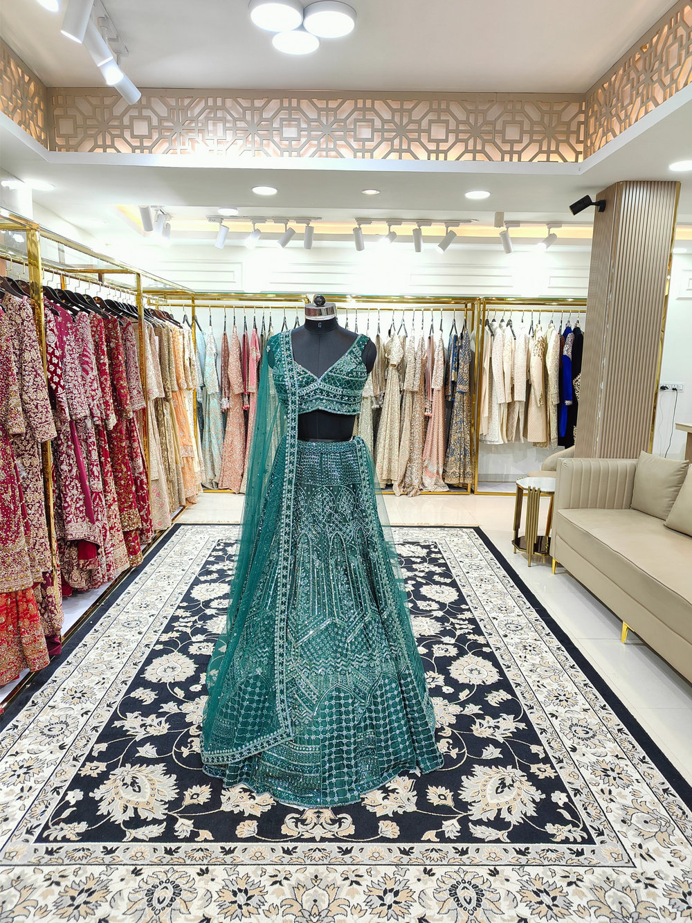 Green Cutdana Lehenga Blouse