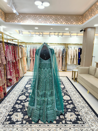 Green Cutdana Gown
