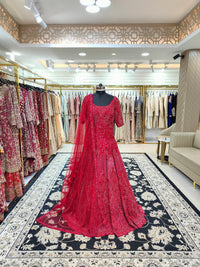 Red Cutdana Gown