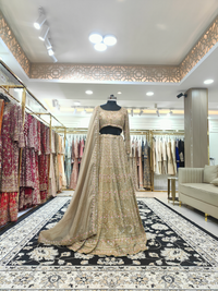 Beige Cutdana Lehenga