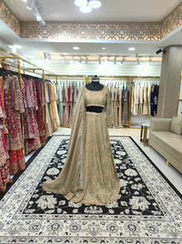 Beige Cutdana Lehenga