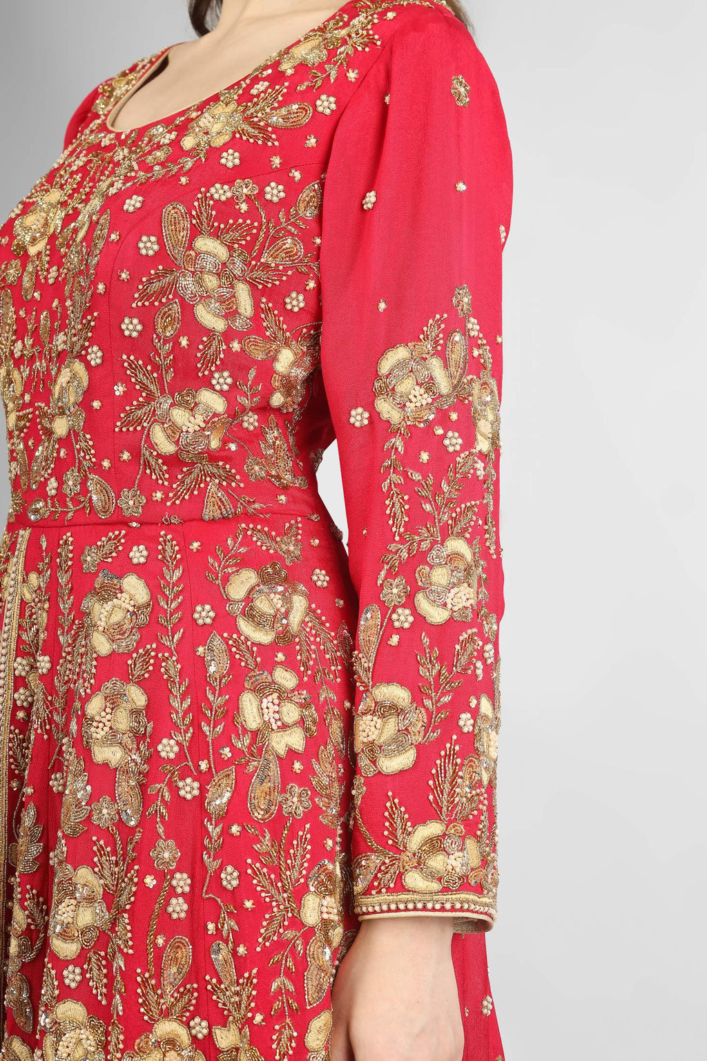 Magenta Pink Anarkali Front Open with Lehenga
