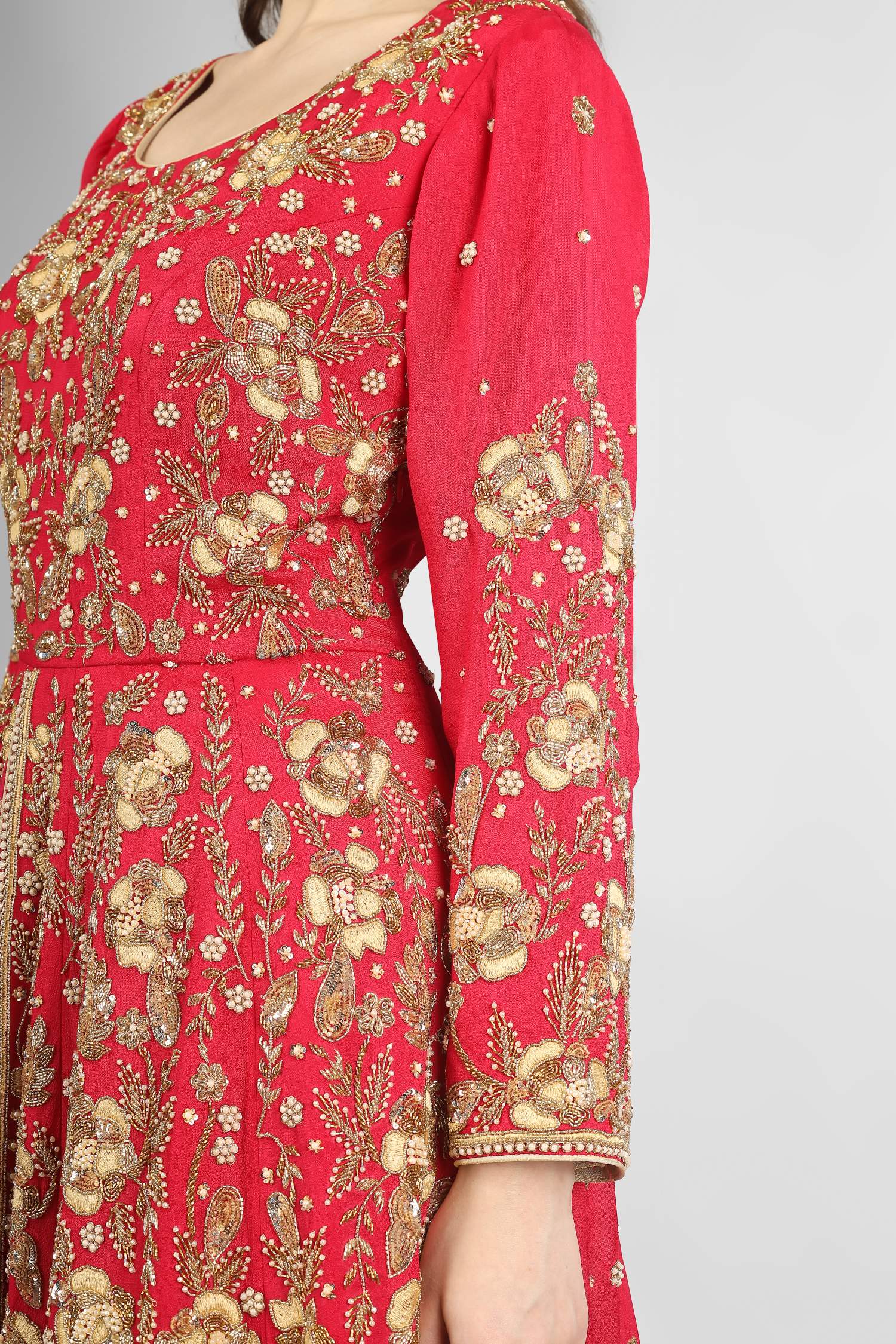 Magenta Pink Anarkali Front Open with Lehenga