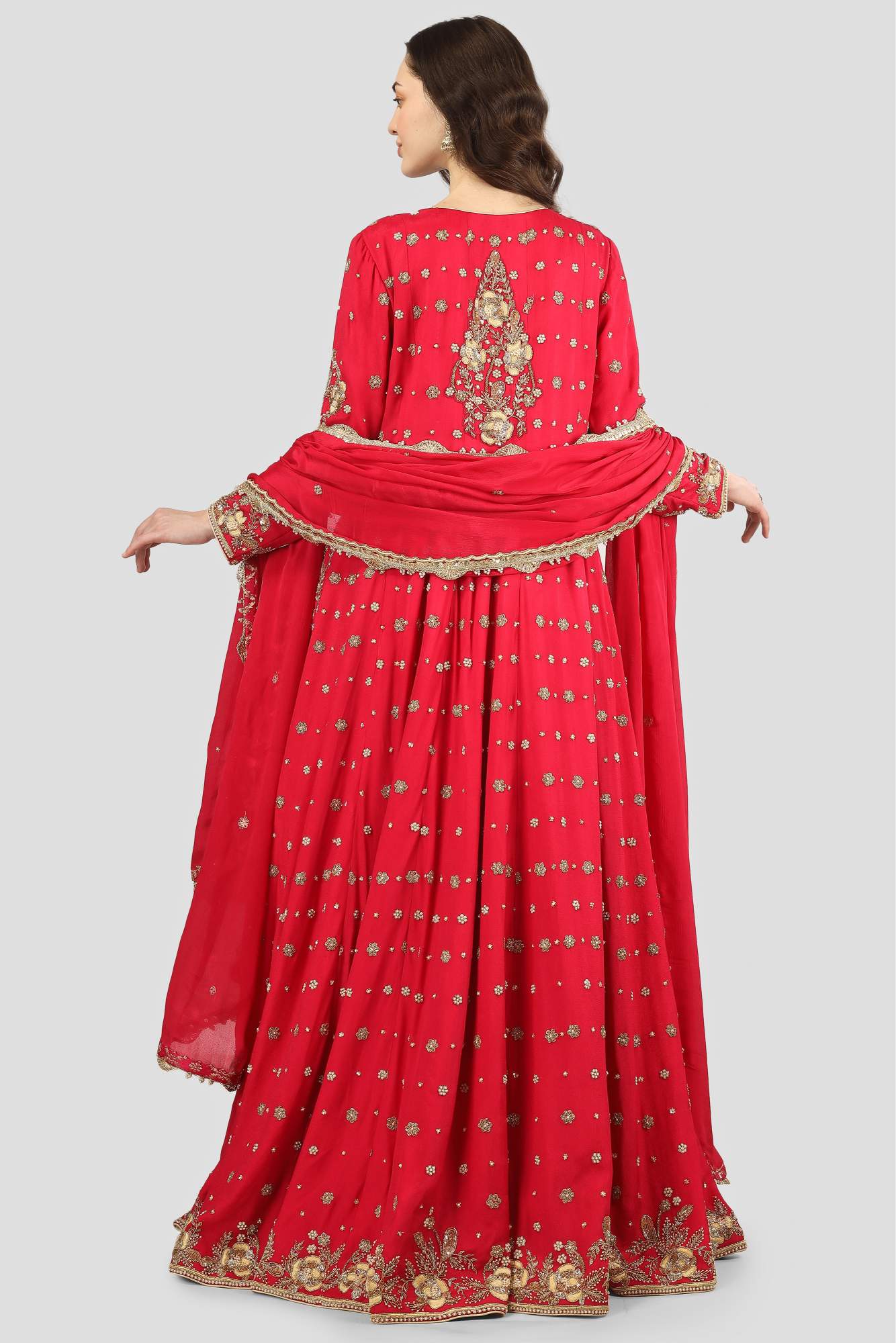 Magenta Pink Anarkali Front Open with Lehenga