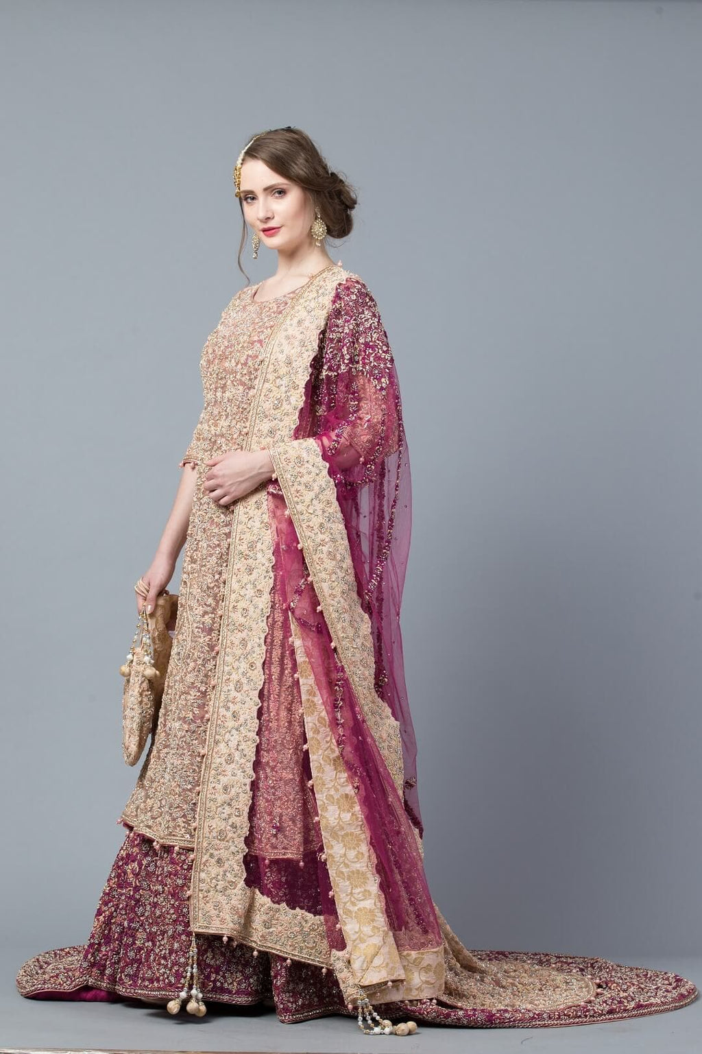 Peach & Dark Purple Double Trail Maxi