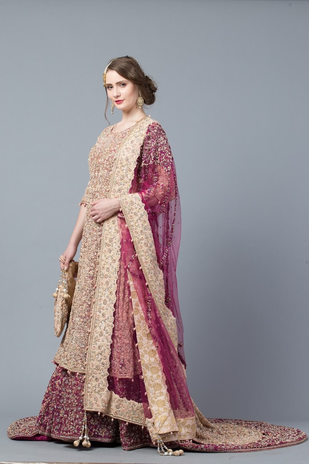 Peach & Dark Purple Double Trail Maxi