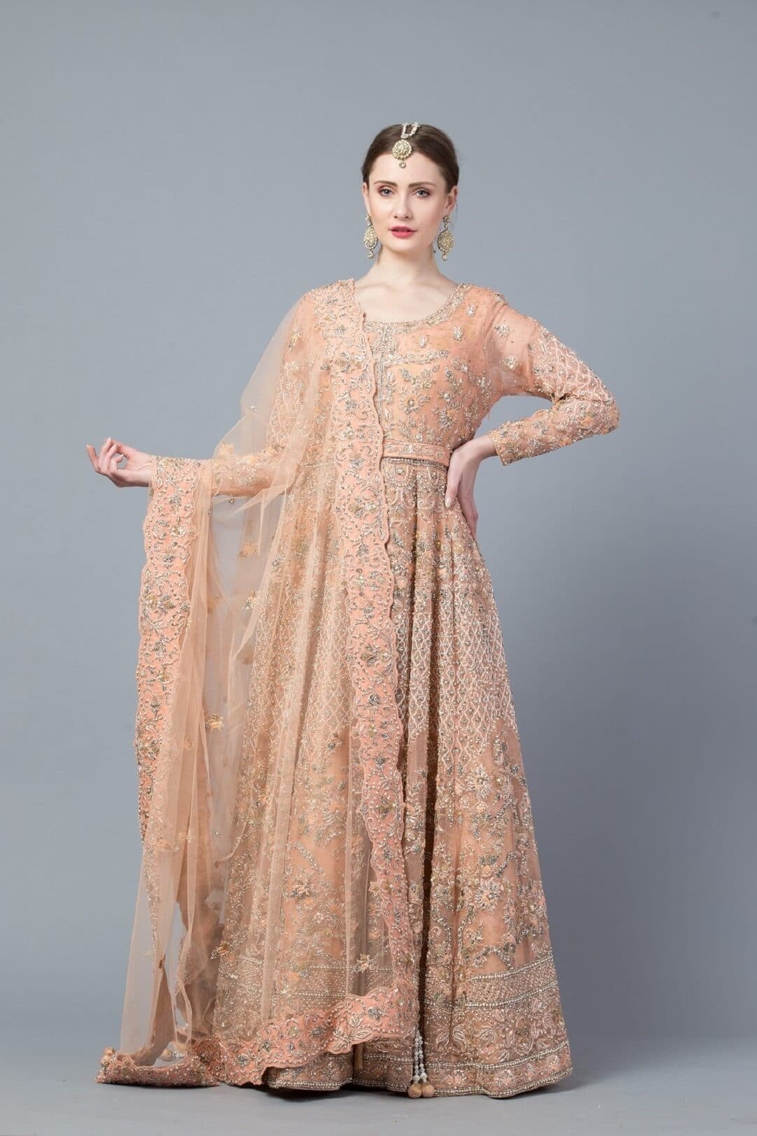 Light peach jacket gown