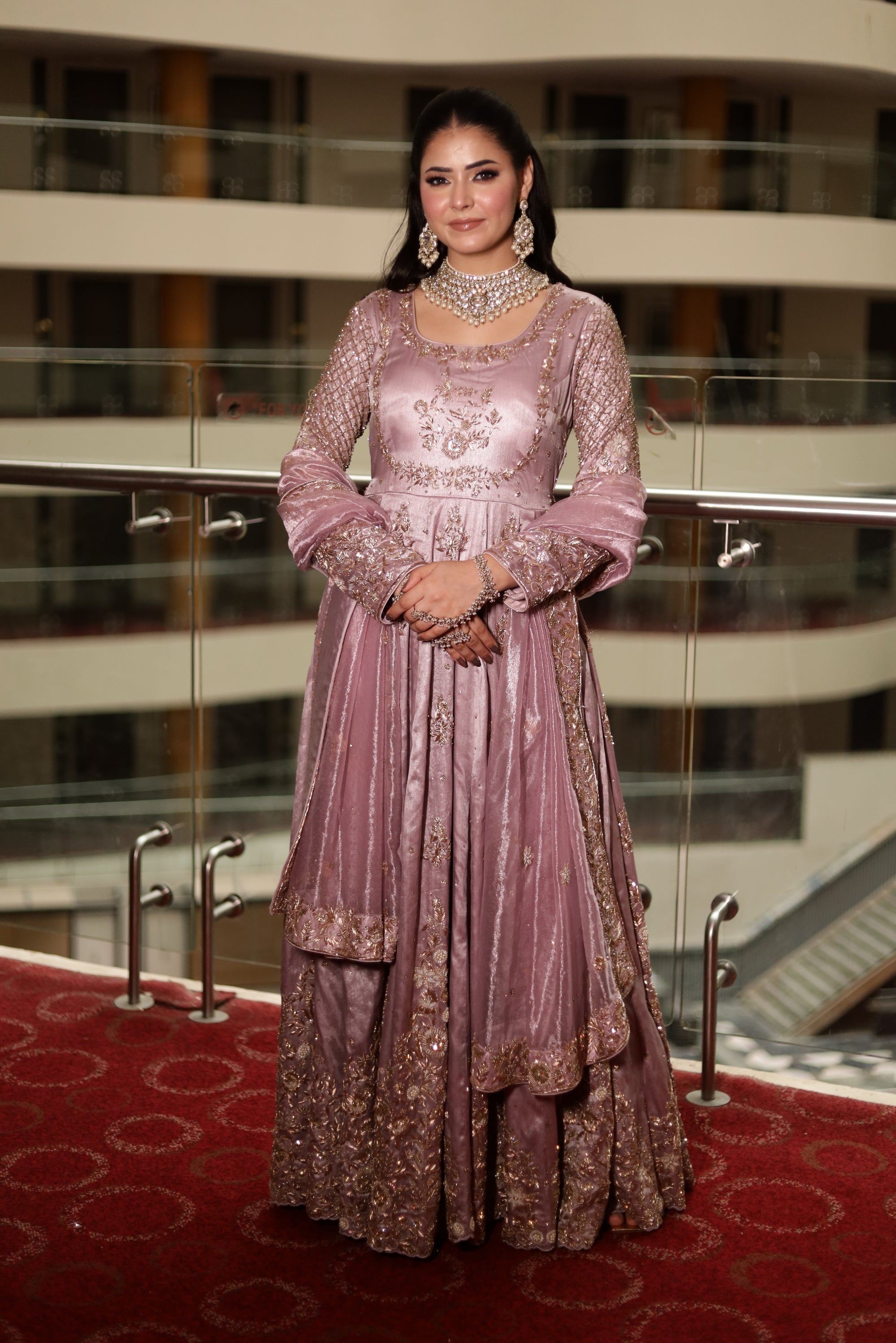 Lavender Gown with Dupatta