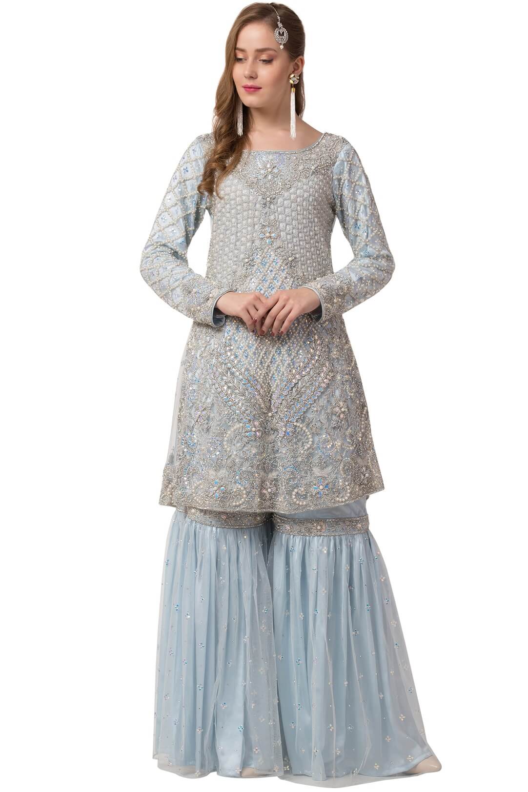 Pale blue gharara