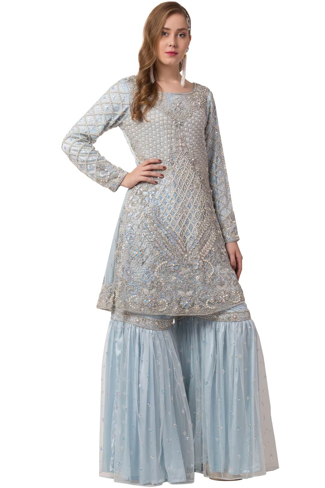 Pale blue gharara