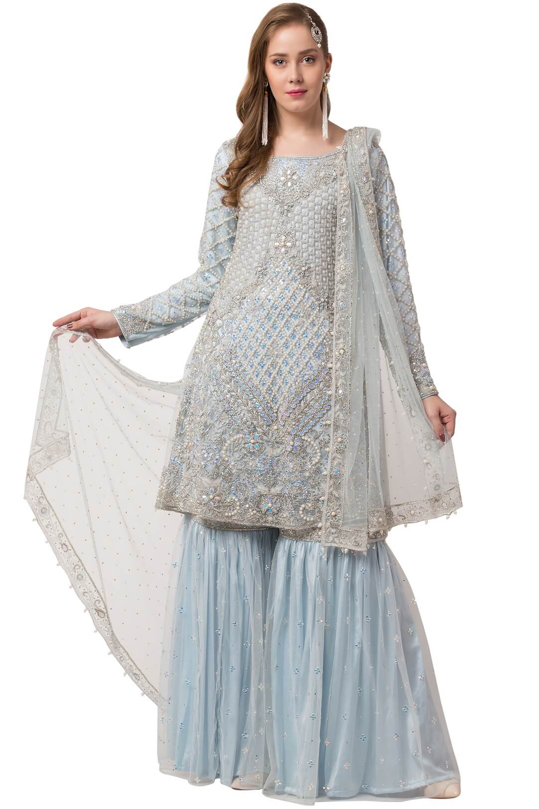 Pale blue gharara