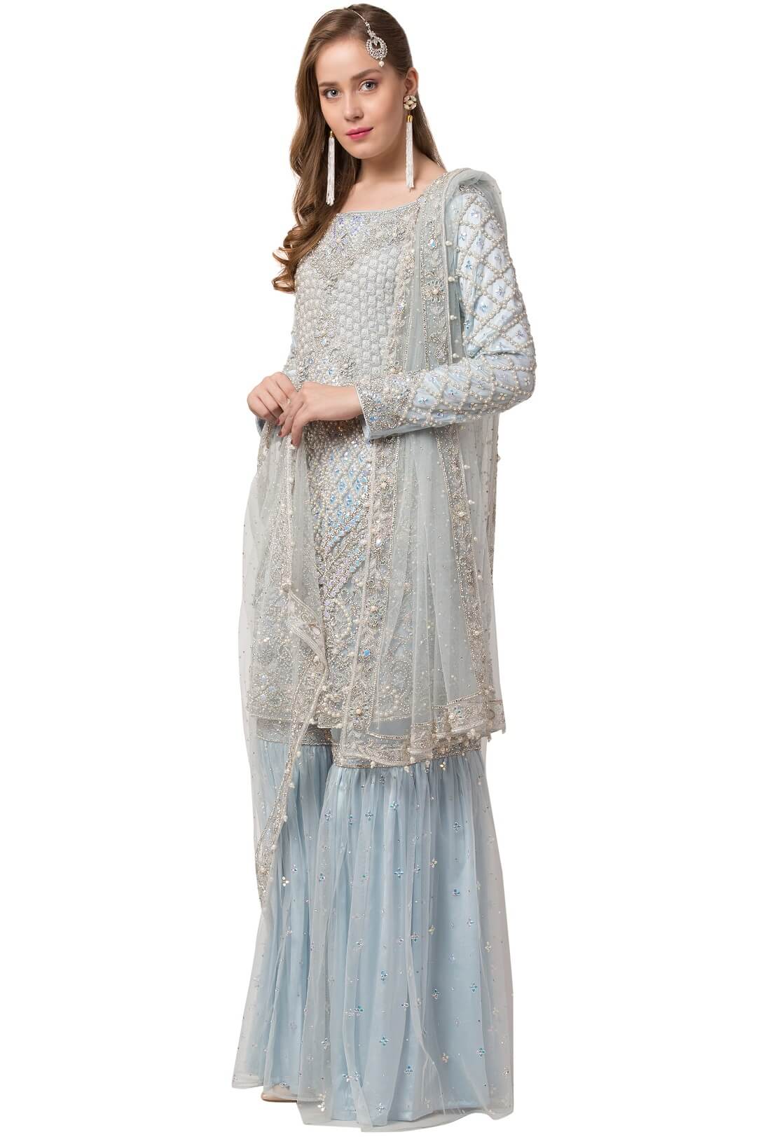 Pale blue gharara