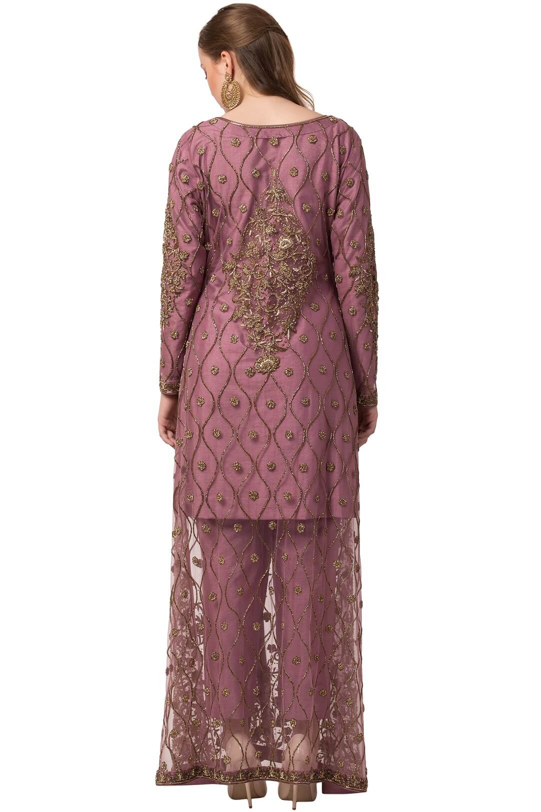 Mauve Embroidered Shrug Suit