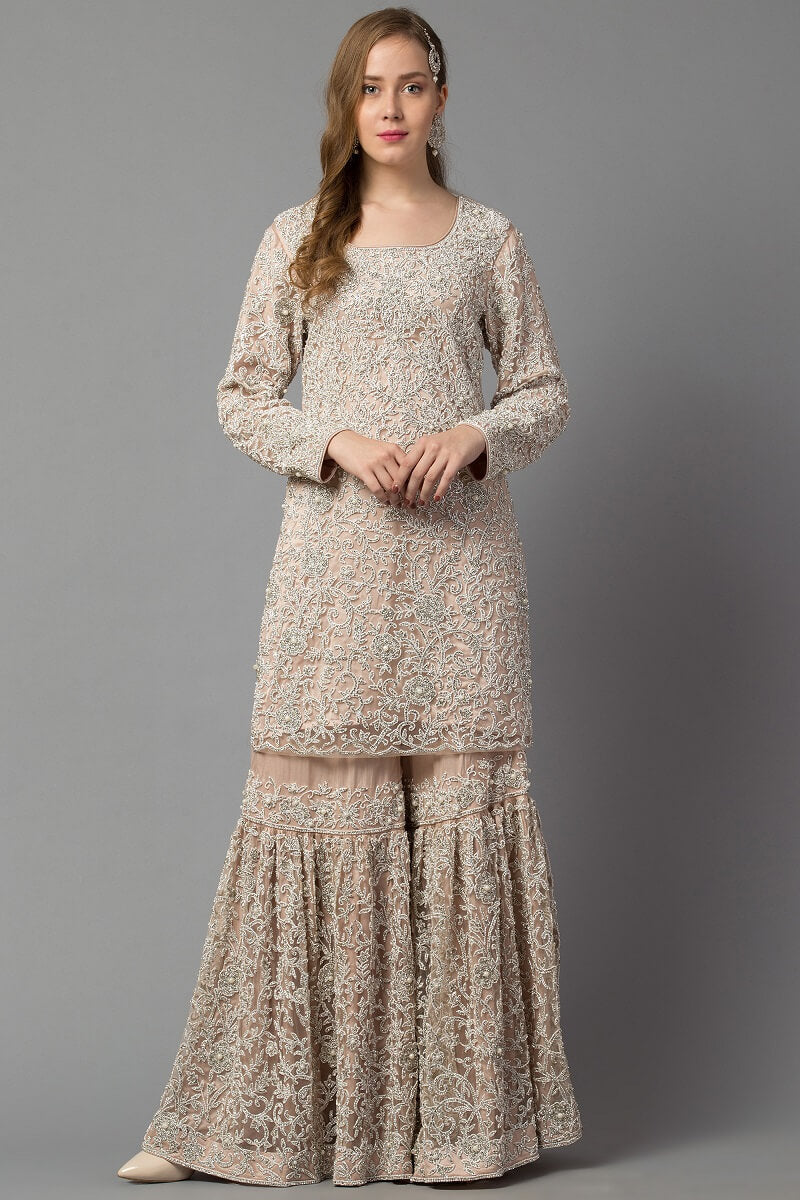 Beige Sharara Kameez