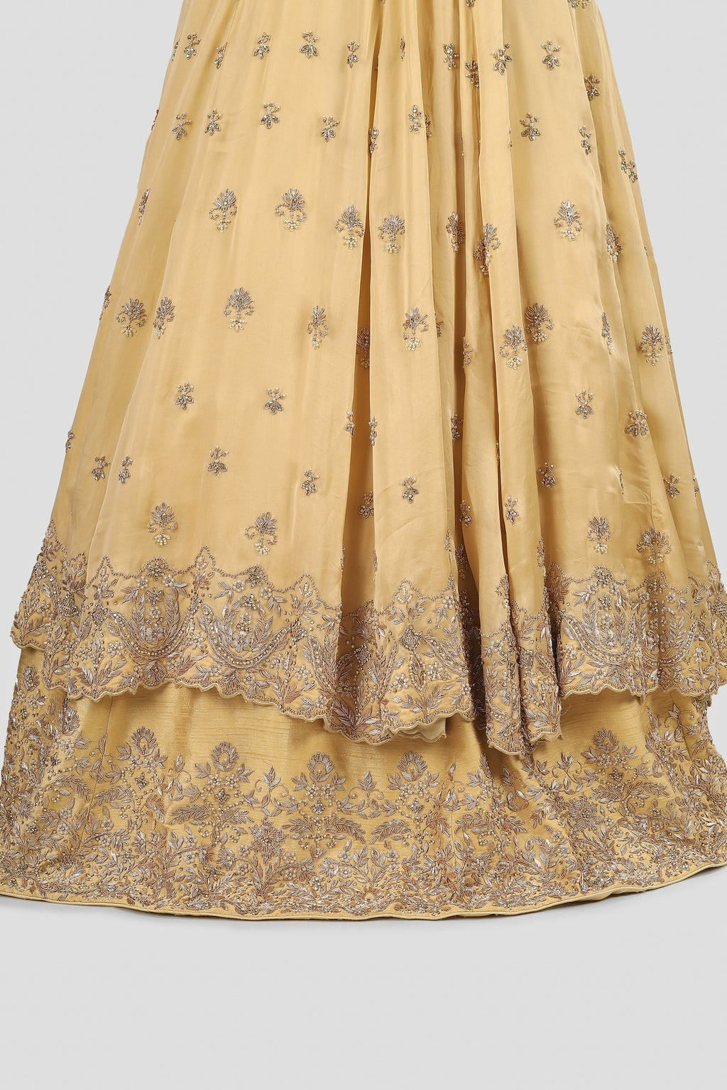 Golden and Red Double Layer Anarkali with Dupatta