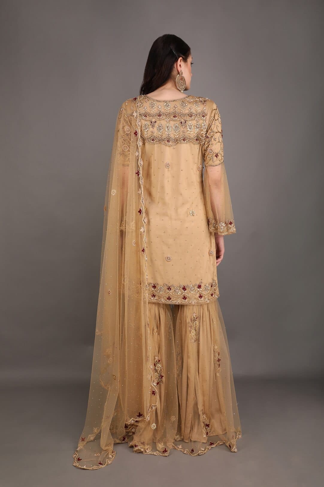 Golden floral gharara