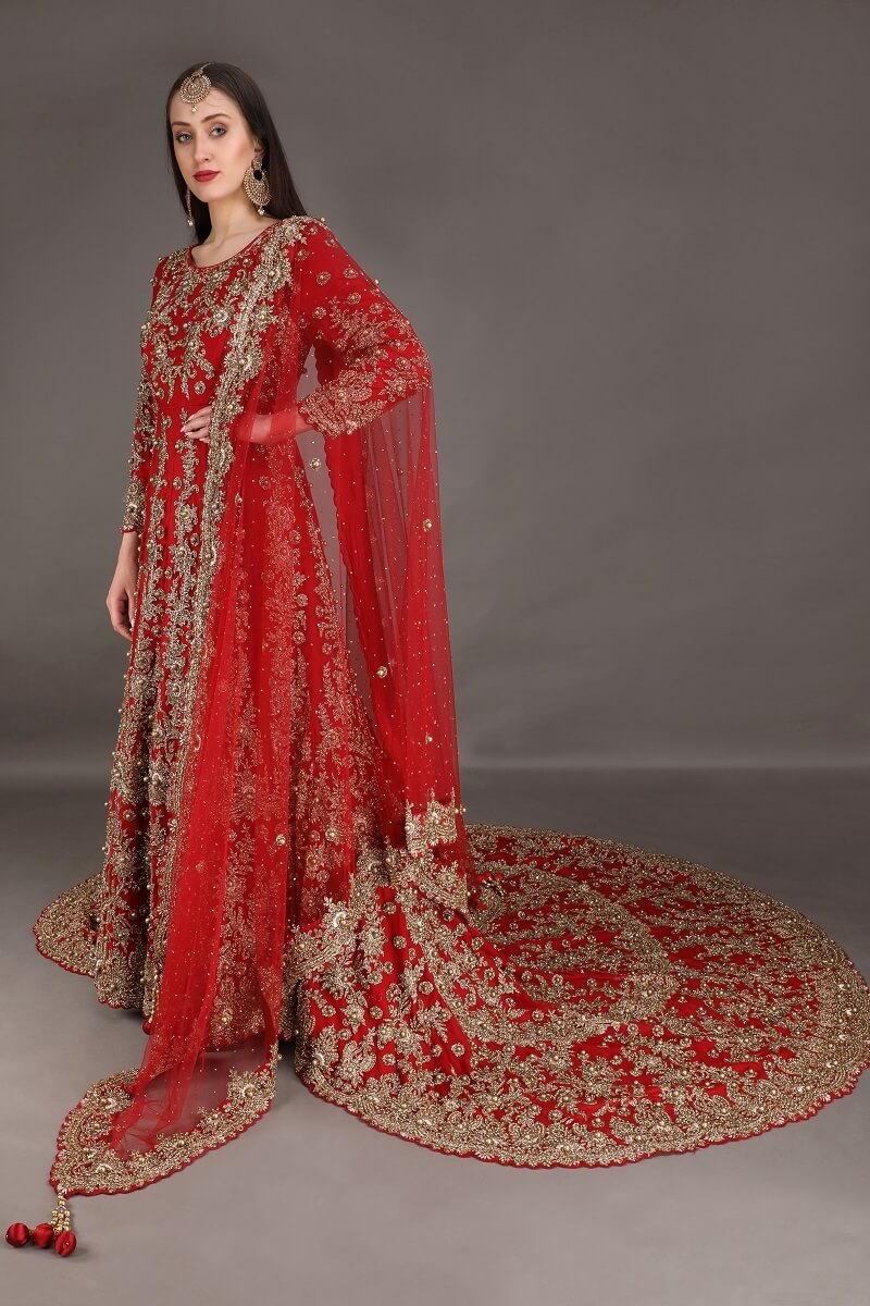 Red trail gown