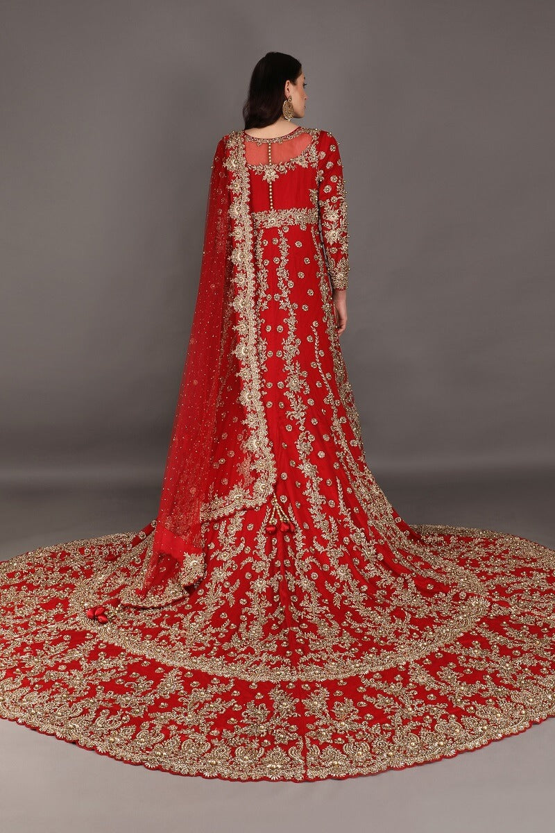 Red trail gown