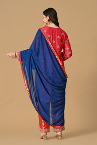 Pink Blue Kameez Trouser with Dupatta