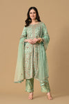 Sea Green Jacket Kameez with Trouser