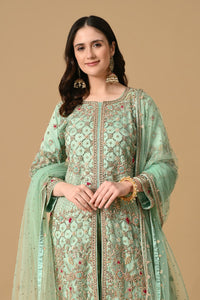 Sea Green Jacket Kameez with Trouser