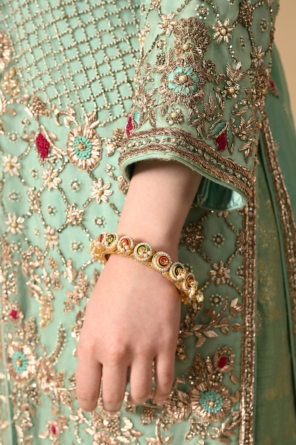 Sea Green Jacket Kameez with Trouser