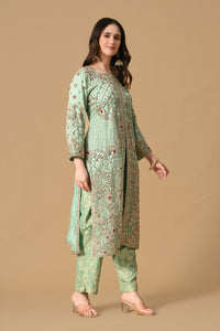 Sea Green Jacket Kameez with Trouser