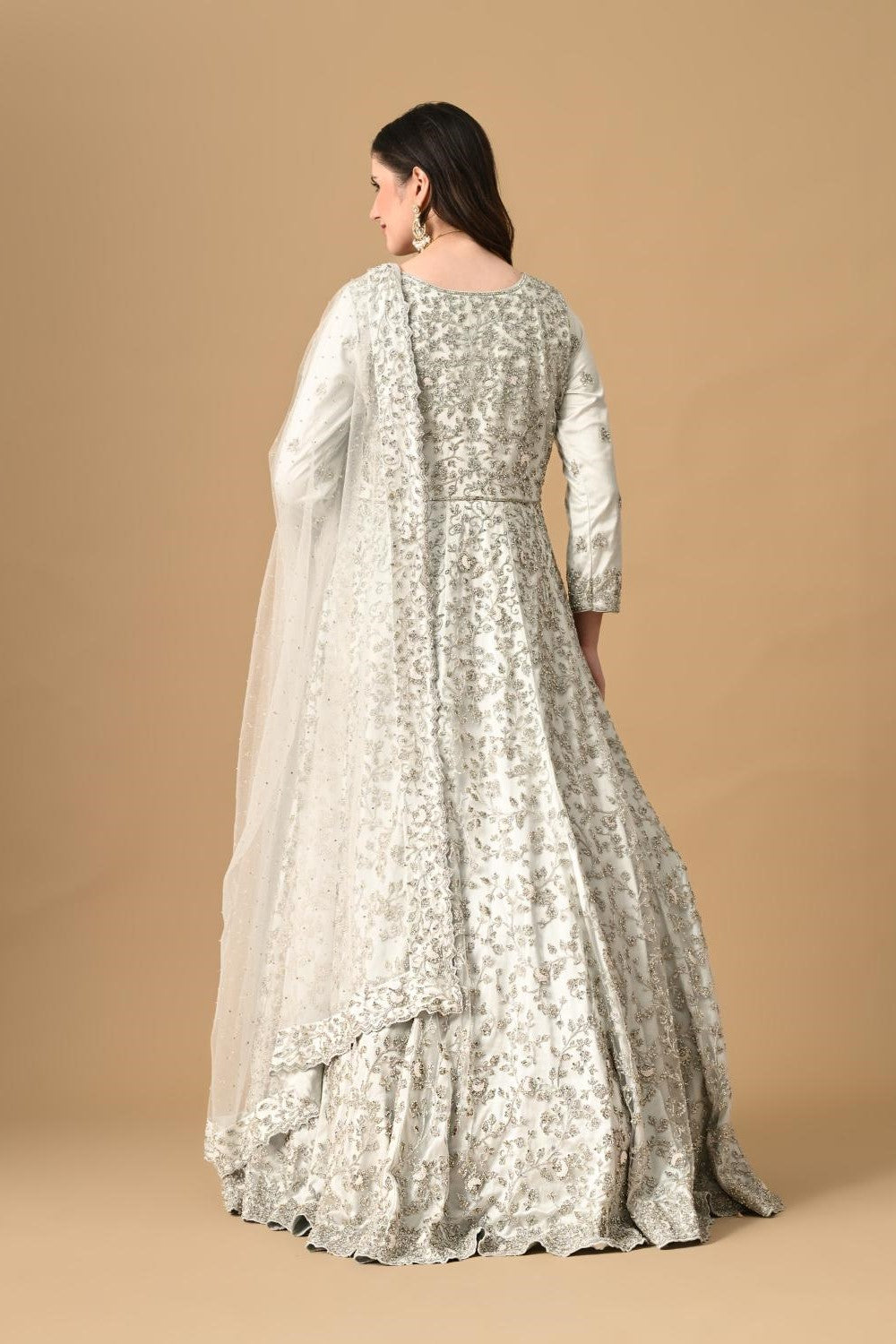 Grey Gown with Dupatta