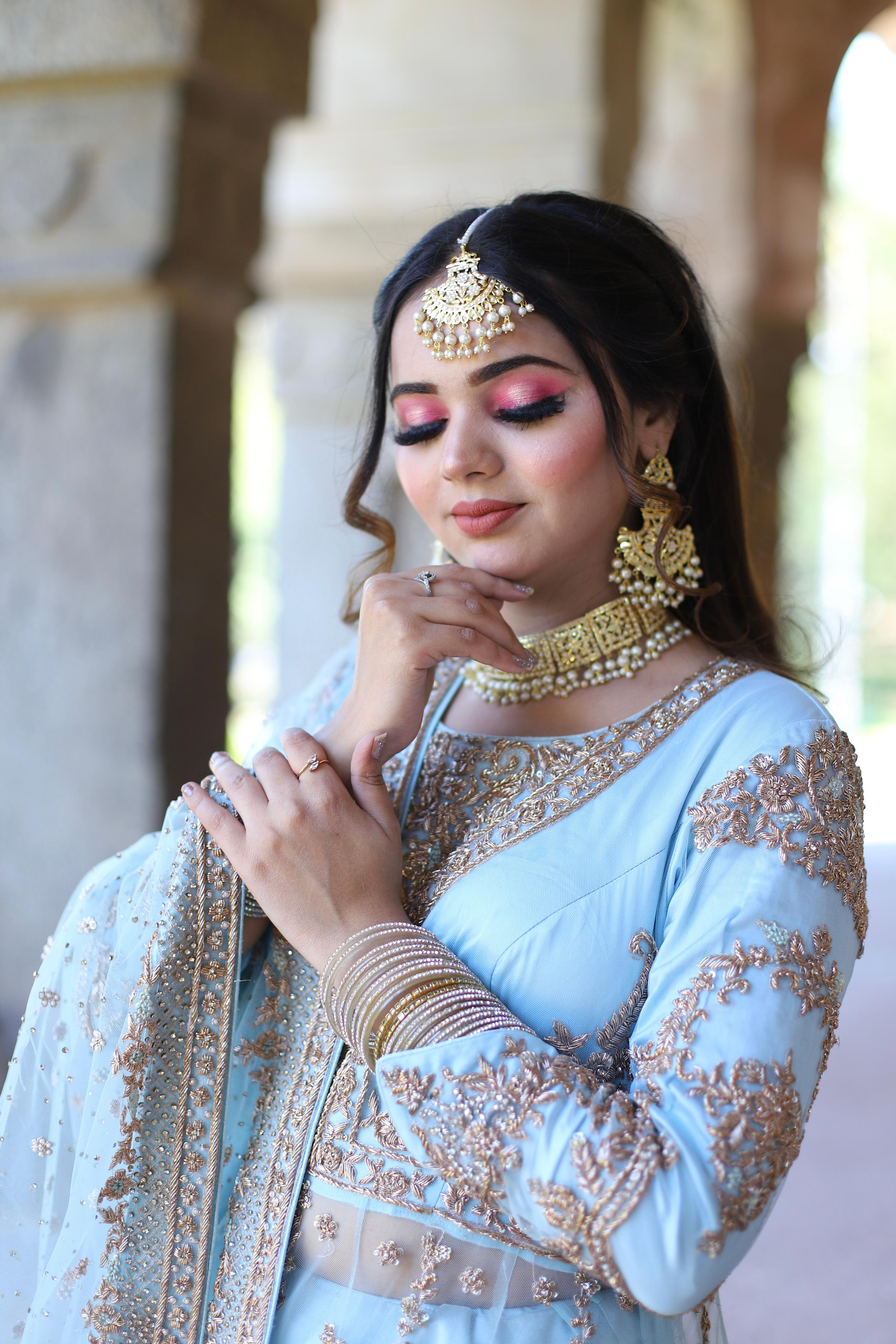 Blue Anarkali Lehenga