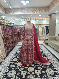 Red dori work Anarkali Lehenga
