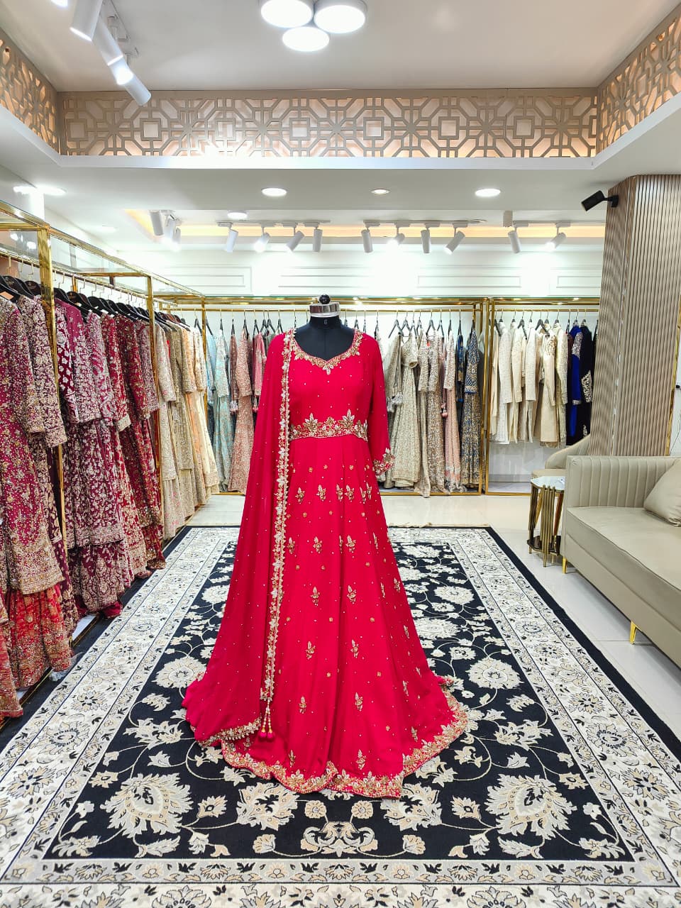 Fuchsia Pink Anarkali With Dupatta