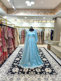Sky Blue Anarkali With Dupatta