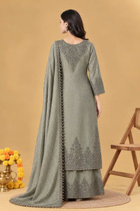 Grey Kameez, Pant and Dupatta