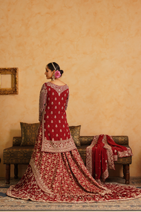 Maroon Farshi Gharara Kameez Dupatta Set