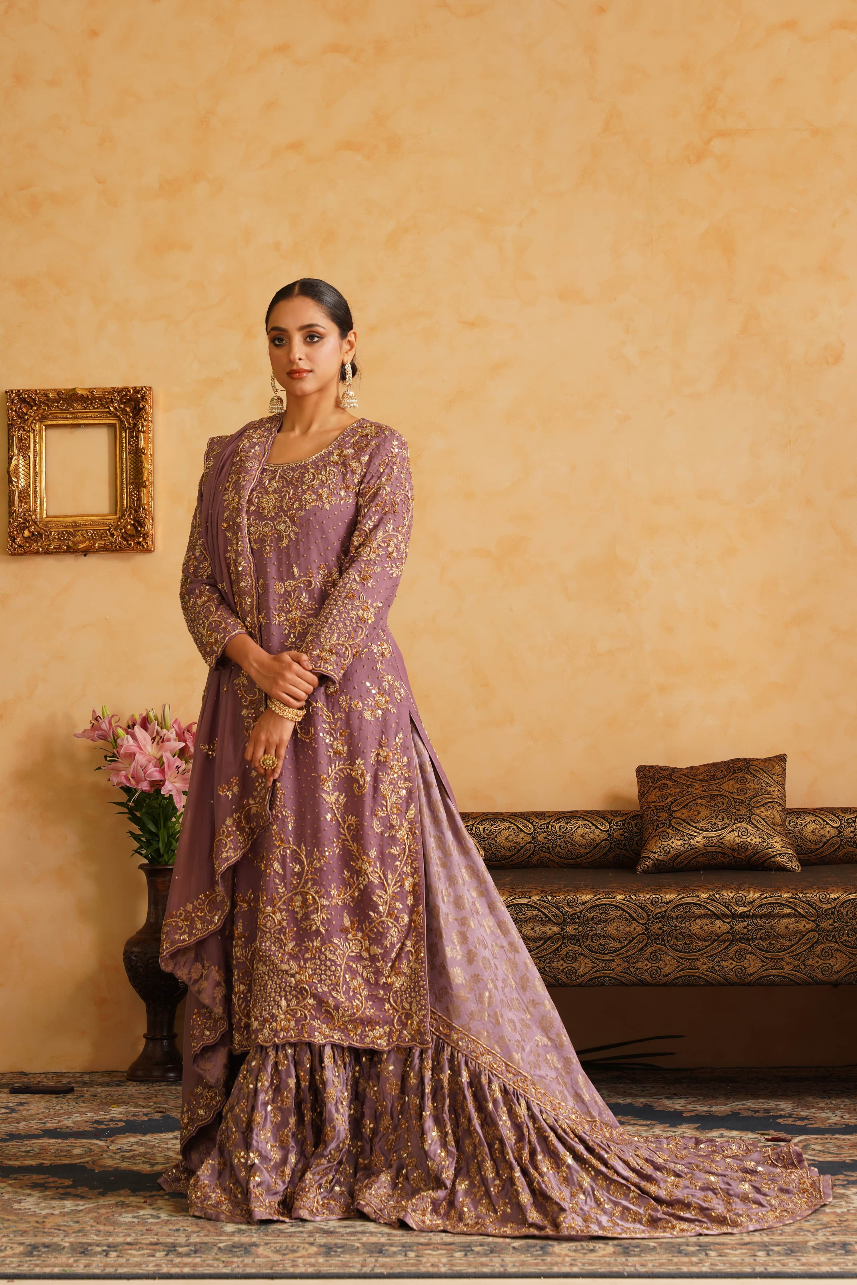 Lavender Farshi Gharara Set
