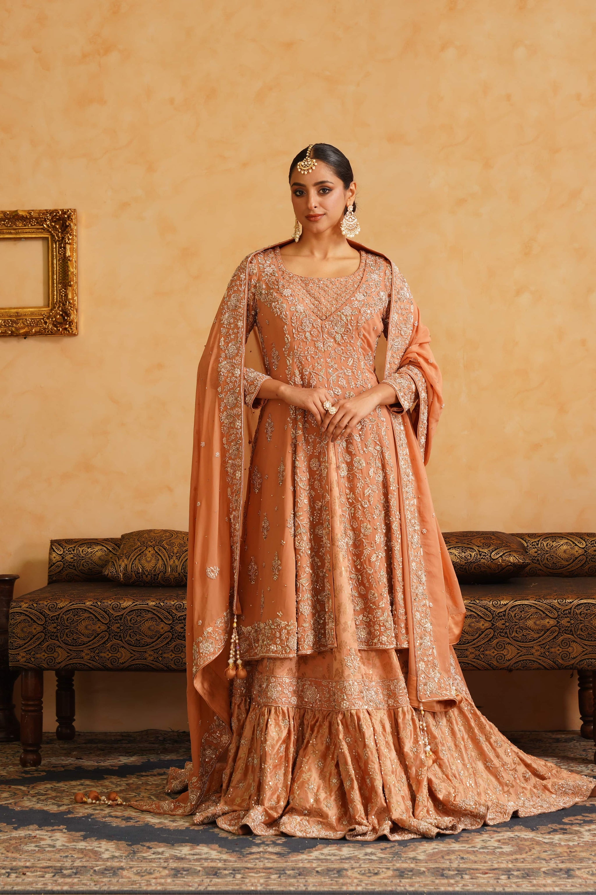 Light Orange Farshi Gharara Set