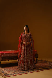 Red Anarkali lehanga