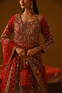 Red Anarkali lehanga