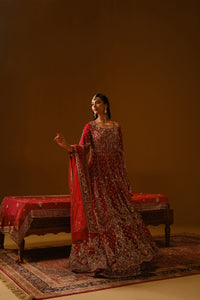 Red Anarkali lehanga